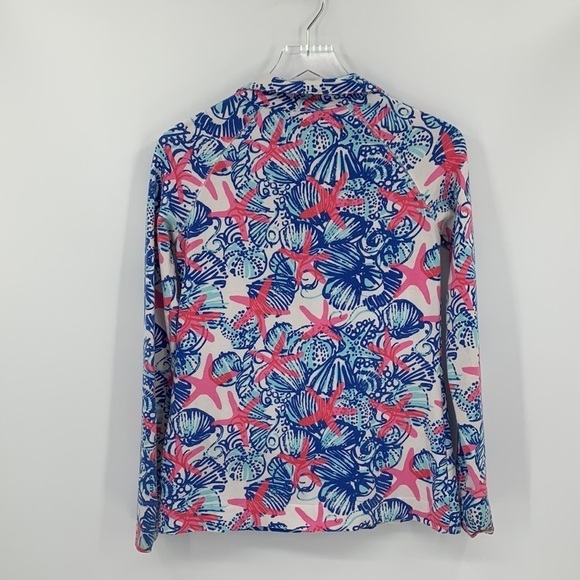 Lilly Pulitzer Skipper popover quarter zip starfish pink blue shirt top shell XS - Picture 4 of 5